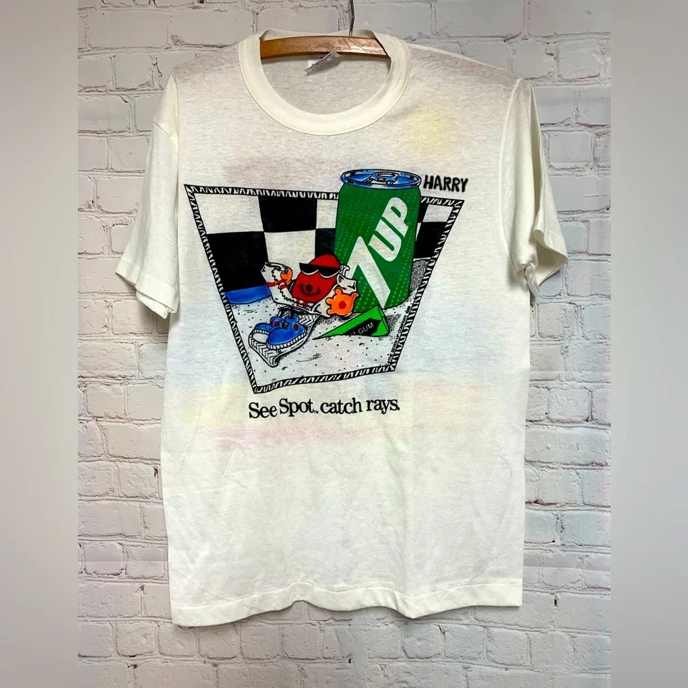 Vintage 7-UP See Spot Single Stitch USA Shirt Size M USA - Picture 1 of 5